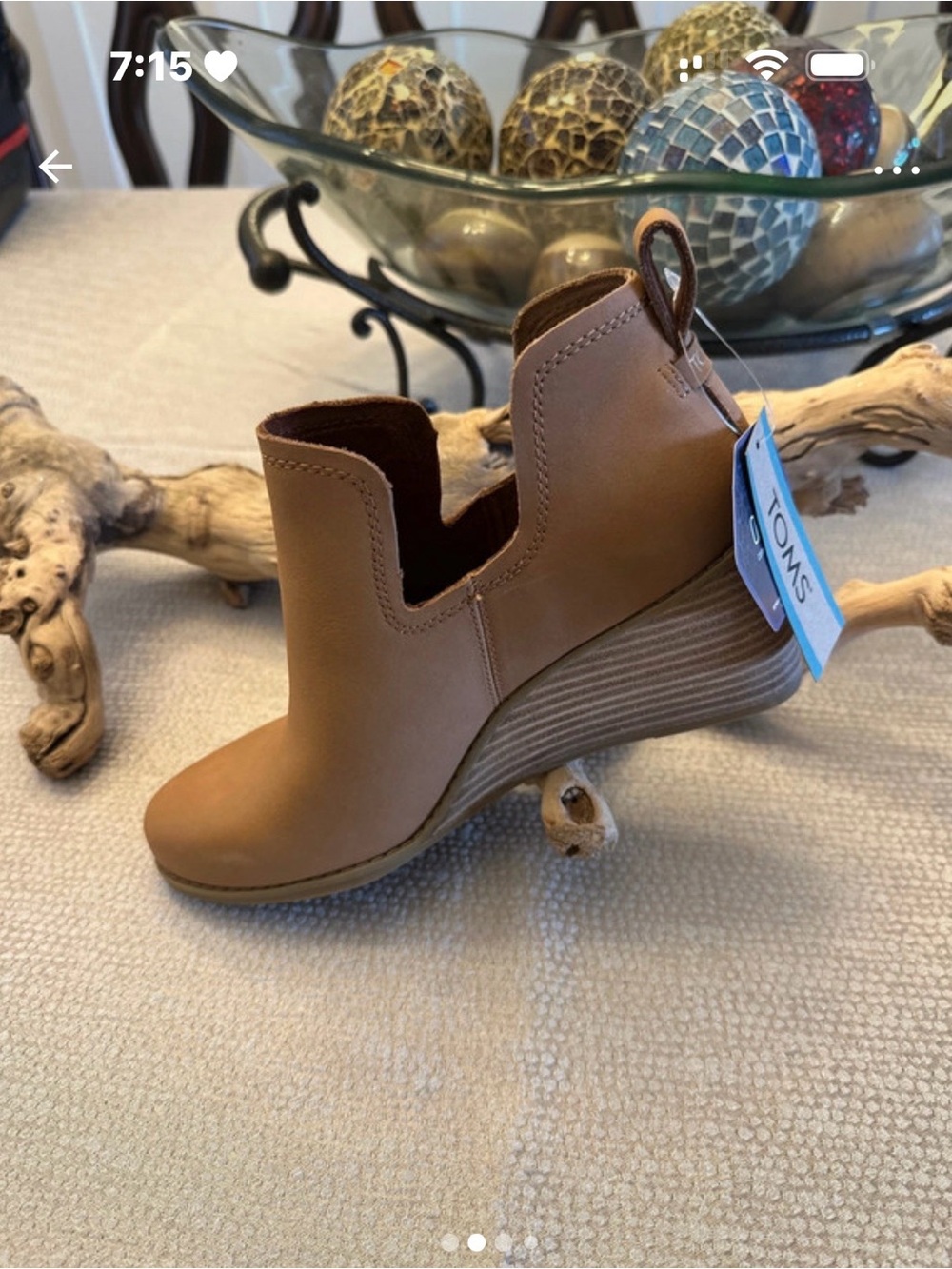 TOMS Tan Wedge Ankle Booties